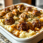 Meatball & Mashed Potato Bake